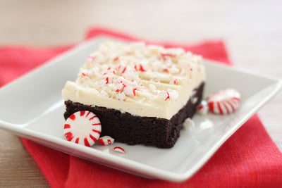 Super Chewy Chocolatey Peppermint Bark Frosted Brownies