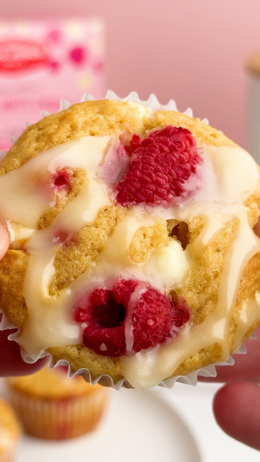 Gluten Free Frosted Raspberry White Chocolate Muffins