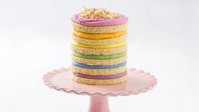 Naturally Dyed Rainbow Frosted Layer Cake