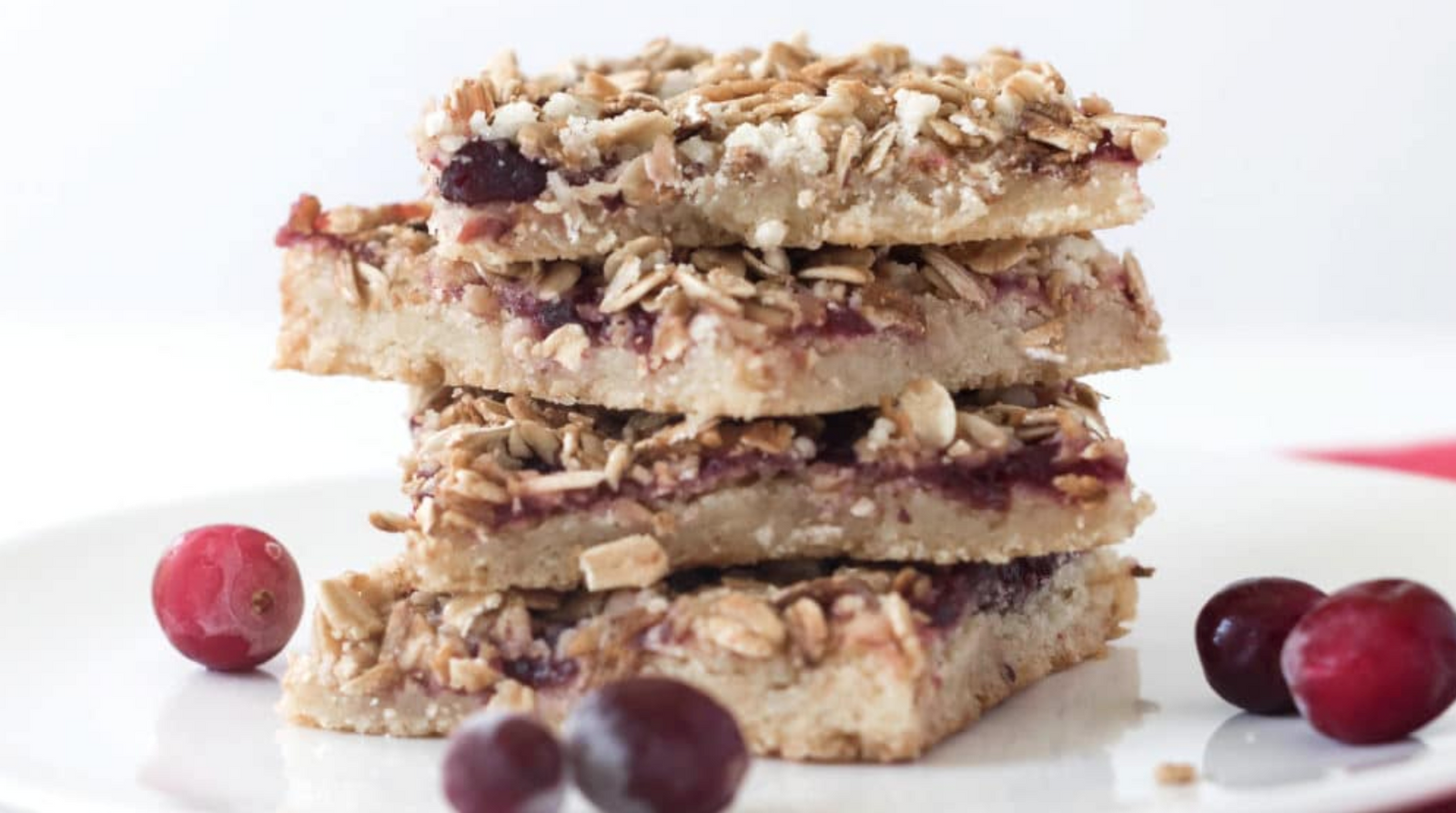 Image of a stack of Miss Jones Baking Co Cranberry Granola Crumble Bars