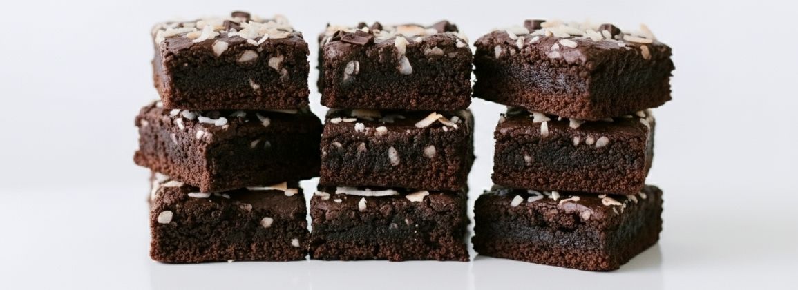 A stack of 4 of Miss Jones Keto Brownies