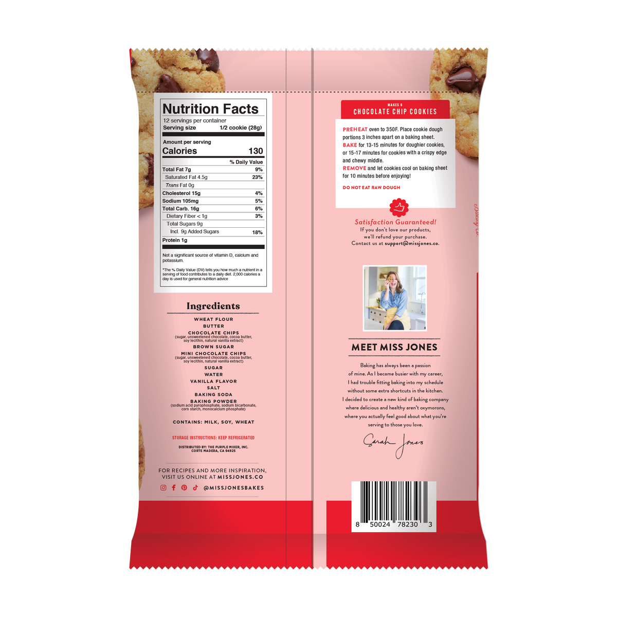 Jumbo Bakery Style Chocolate Chip Cookie Dough Miss Jones Baking Co