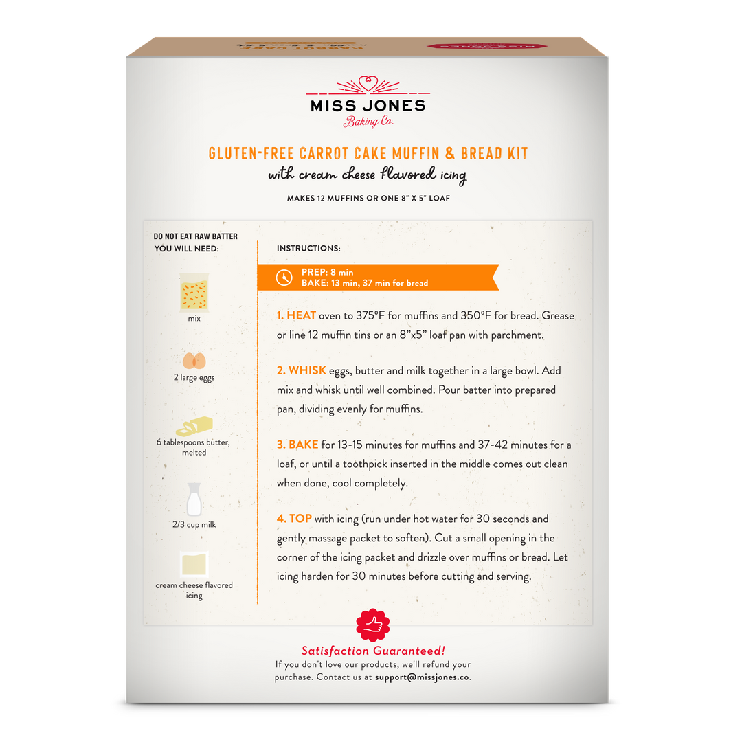 Gluten Free Carrot Cake Muffin & Bread Mix