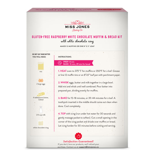 Gluten-Free Raspberry White Chocolate Muffin and Bread Kit