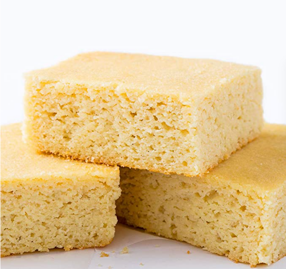 Image of Miss Jones Baking Keto Not Cornbread Mix, stack of cornbread, keto and paleo, gluten free